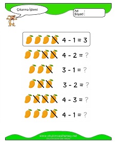Çıkarma İşlemi Çalışma Sayfaları